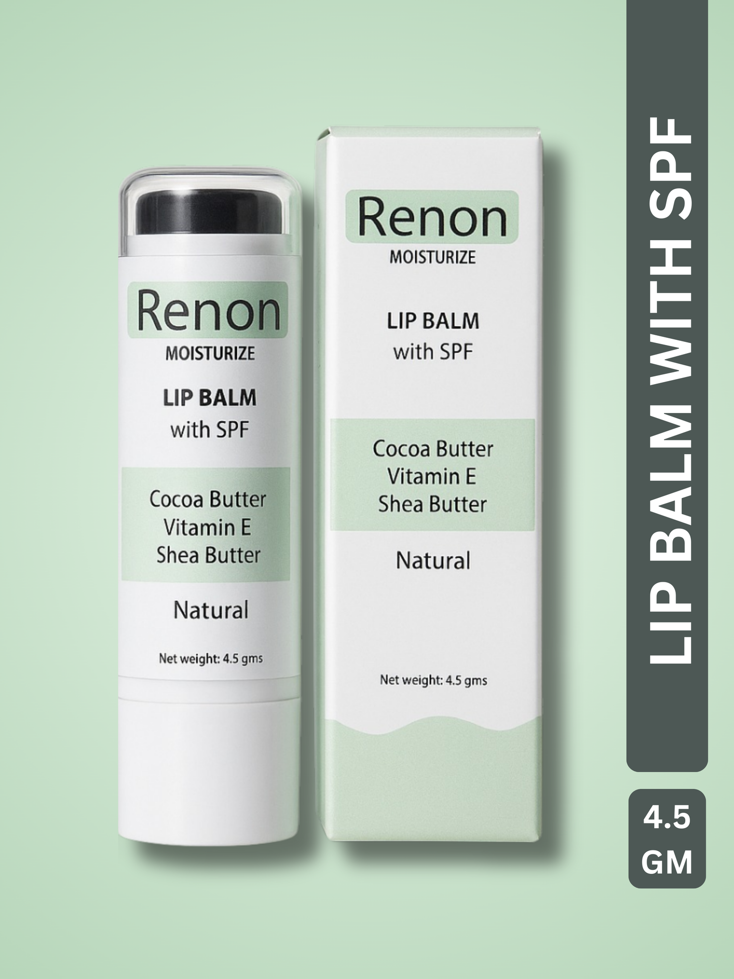 Renon SPF Lip Balm Combo | Shea Butter | Jojoba Oil and Castor Oil | Vitamin E | Lip balm for dry lips | Lip balm men | Cocoa Butter & Cocoa Vanilla | lip balm for women