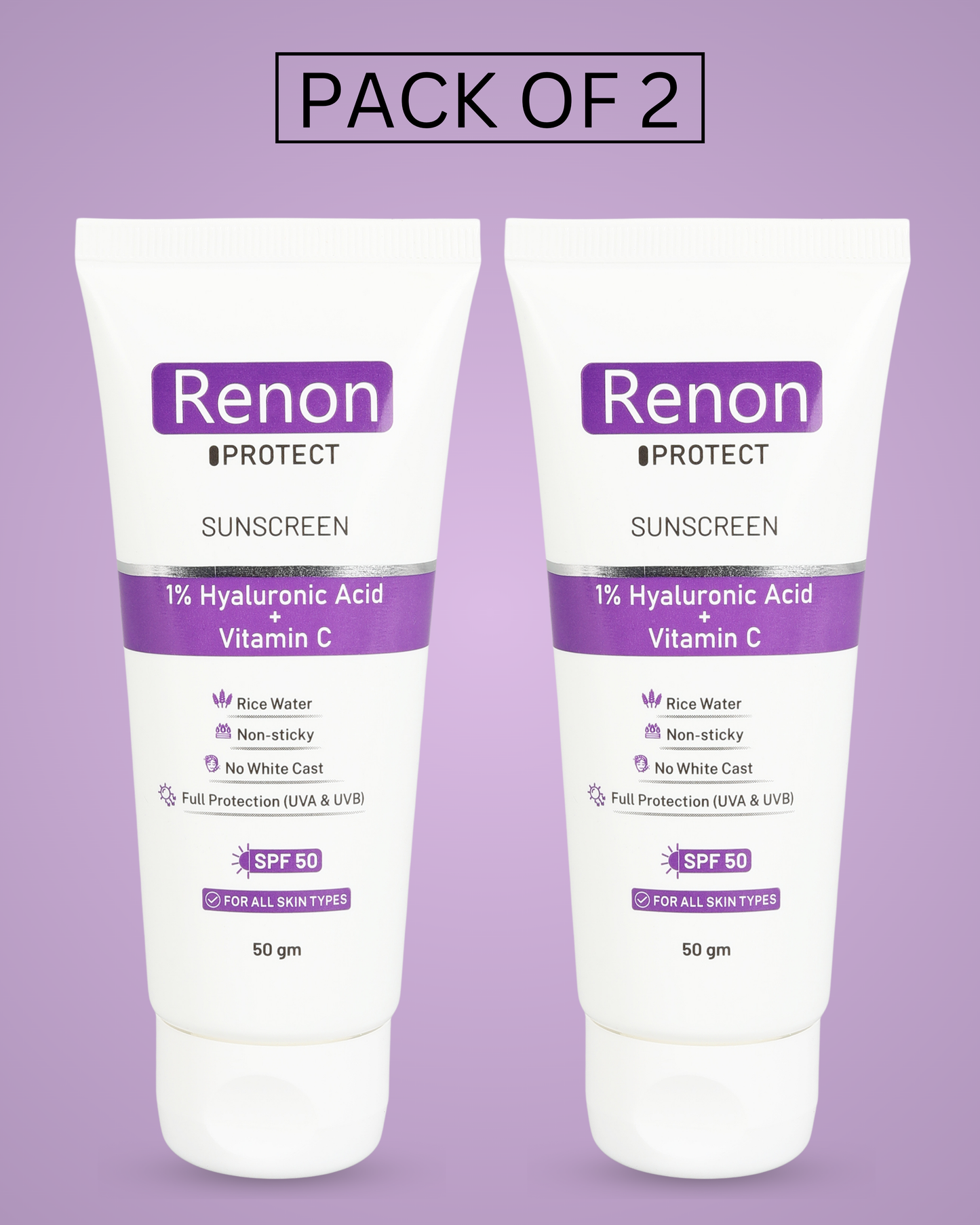 Renon Sunscreen SPF 50 PA+++ Pack of 2