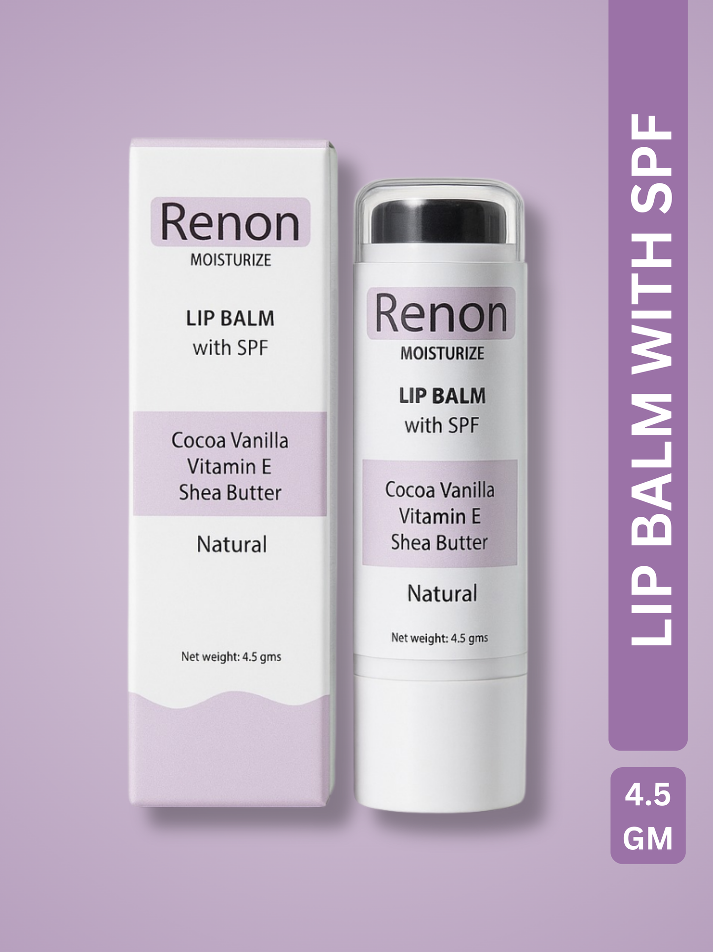 Renon SPF Lip Balm Combo | Shea Butter | Jojoba Oil and Castor Oil | Vitamin E | Lip balm for dry lips | Lip balm men | Cocoa Butter & Cocoa Vanilla | lip balm for women