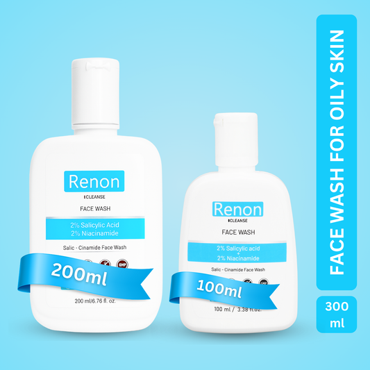 Renon Cleanse 2% Salicylic + 2 % Niacinamide Face wash | Super Saver Pack (200 + 100 ml)