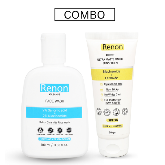 Salic-Cinamide Facewash and Niacinamide Matte Finish Sunscreen combo