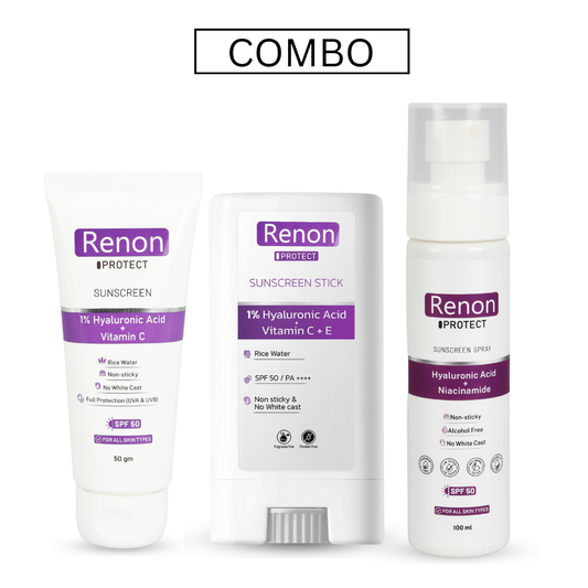 1 % Hyaluronic Sunscreen and  1 % Hyaluronic PA++++ SPF 50 Sunscreen Stick and Hyaluronic Sunscreen Spray combo