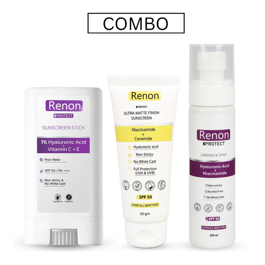 1 % Hyaluronic PA++++ SPF 50 Sunscreen Stick and Niacinamide Matte Finish Sunscreen and Hyaluronic Sunscreen Spray combo