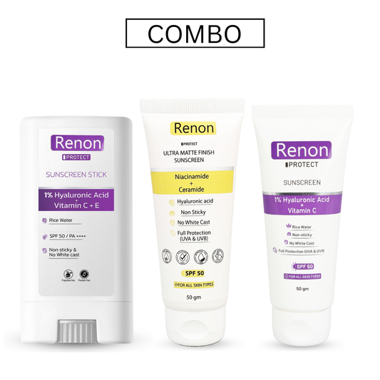 1 % Hyaluronic PA++++ SPF 50 Sunscreen Stick and Niacinamide Matte Finish Sunscreen and 1 % Hyaluronic Sunscreen combo