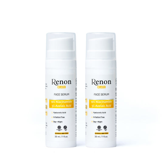 Renon 10% Niacinamide + Hyaluronic Acid Serum | Azealic Acid Serum for Clear Glowing Skin | Serum for Dry skin | Face Serum for Oily skin | Face serum for women | Derma Tested | Pack of 2