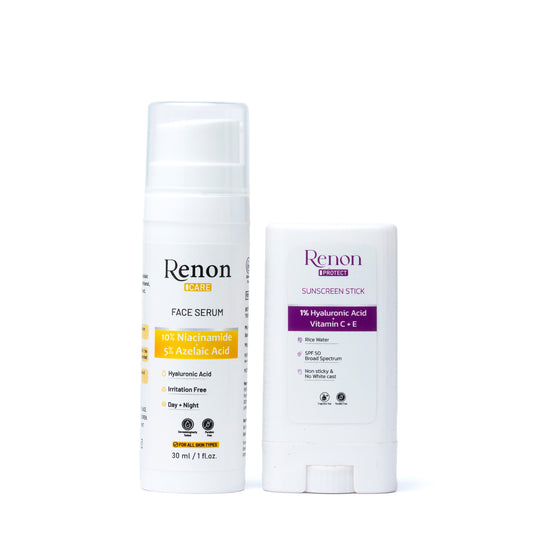 Renon Niacinamide Serum + Sunscreen stick Combo| Sunscreen for Oily Skin| Face serum for Women