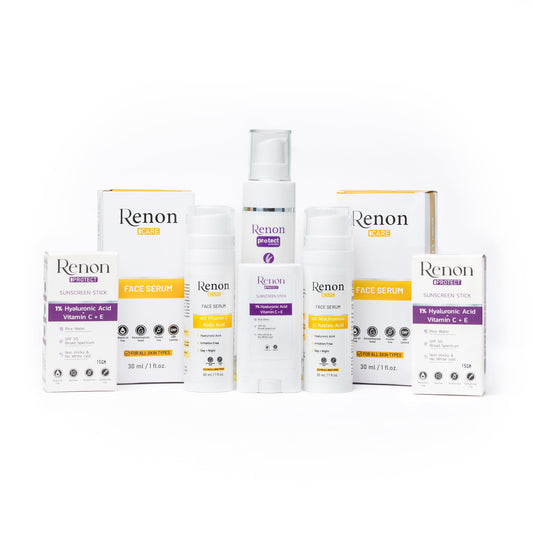 Renon Niacinamide Serum + Sunscreen stick + Vitamin C Serum + Sunscreen Combo| Sunscreen for Oily Skin| Face serum for Women