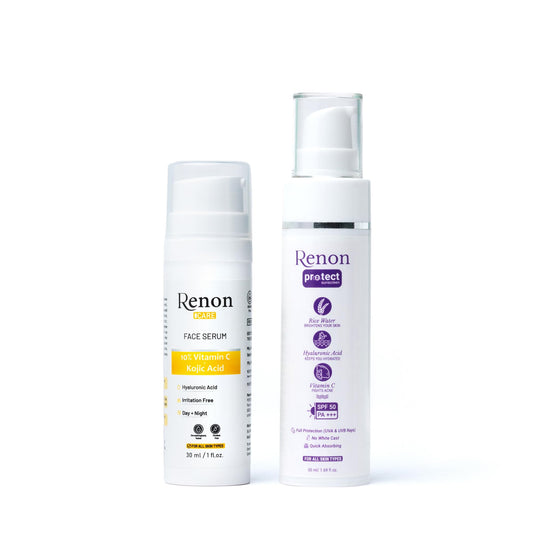 Renon Vitamin C Serum + Sunscreen Combo| Sunscreen for Oily Skin| Face serum for Women