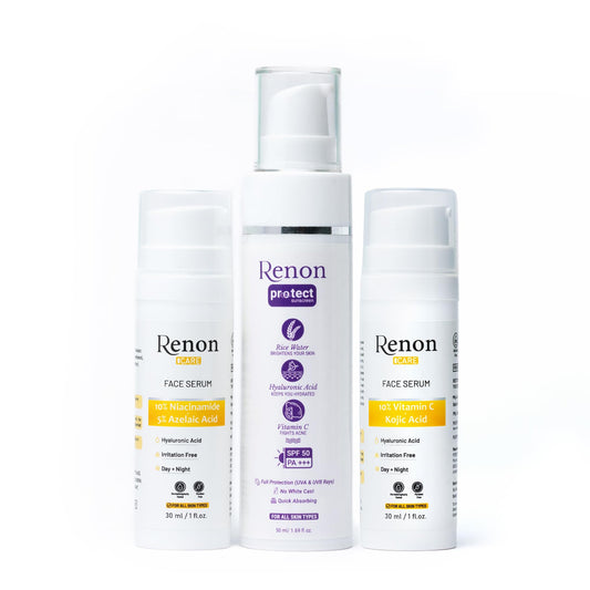 Renon Niacinamide Serum + Sunscreen + Vitamin C Serum Combo| Sunscreen for Oily Skin| Face serum for Women