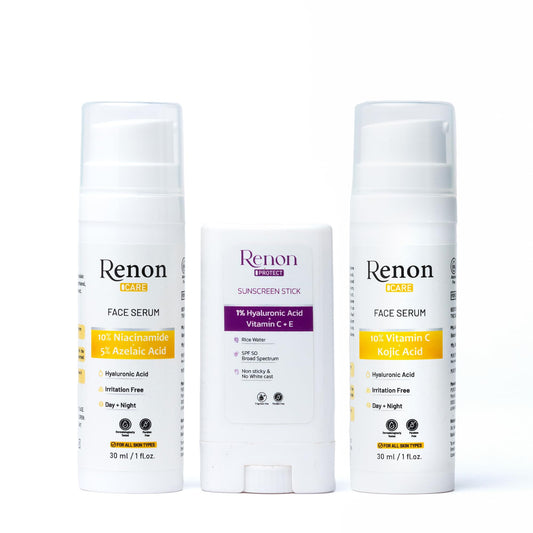 Renon Niacinamide Serum + Sunscreen stick + Vitamin C Serum Combo| Sunscreen for Oily Skin| Face serum for Women