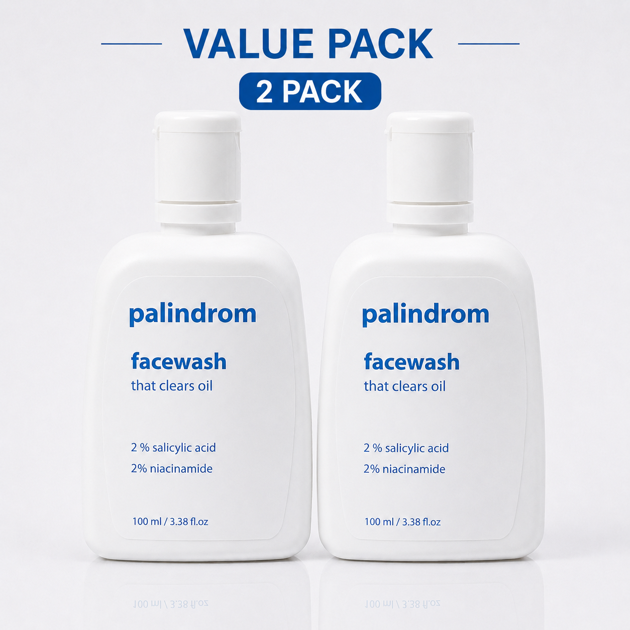 Palindrom (Renon is Now Palindrom) Cleanse 2% Salicylic + 2 % Niacinamide Facewash with Neem and Aloe vera Extact ( Pack of 2)