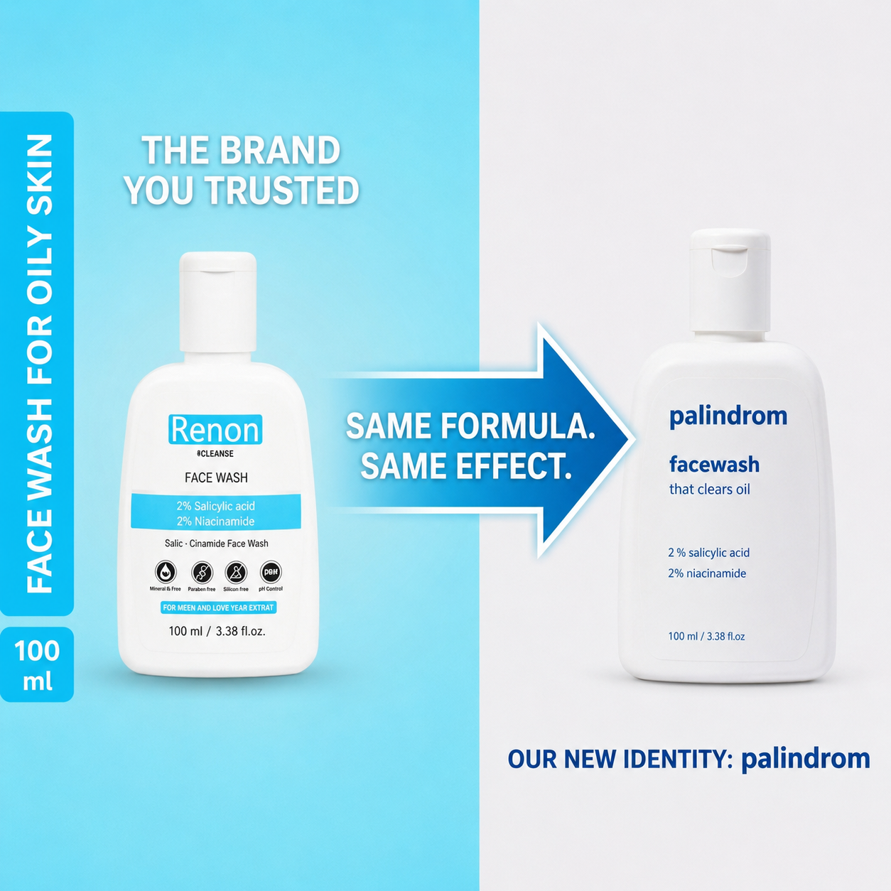 Palindrom (Renon is Now Palindrom )Cleanse 2% Salicylic + 2 % Niacinamide Facewash