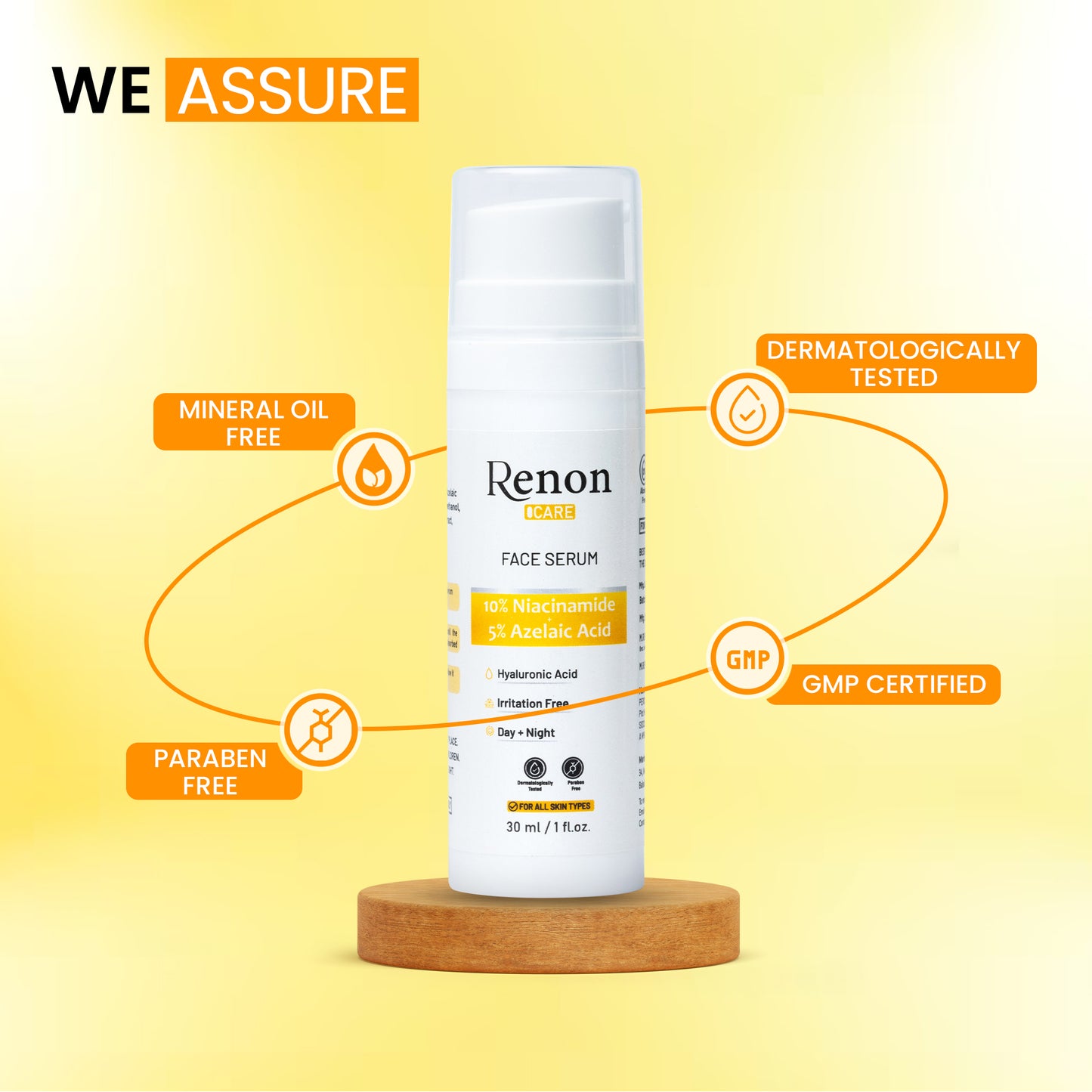 Renon 10% Niacinamide + Hyaluronic Acid Serum | 5% Azelaic Acid Serum