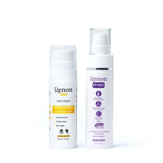 Renon Niacinamide Serum + Sunscreen Combo| Sunscreen for Oily Skin| Face serum for Women| Azelaic acid Serum